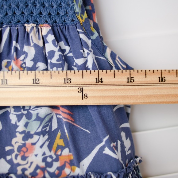 Melrose and Market Blue‎ Floral Babydoll Top XS Sleeveless Boho Cottagecore - Picture 6 of 7